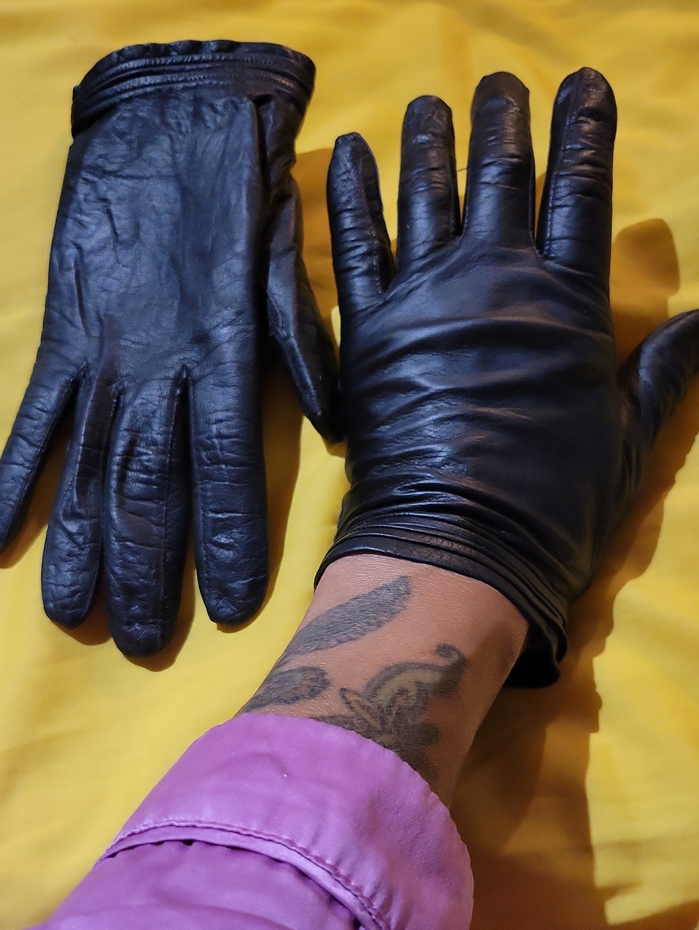 Vintage Supple Black Leather Gloves Fit Hand Size 7.5. Made In France